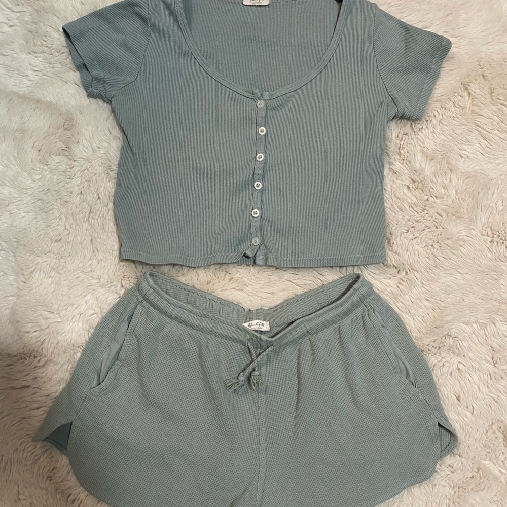 brandy Melville zelly top and waffle shorts